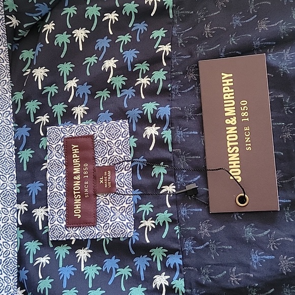 JOHNSTON & MURPHY PALM TREE PRINT MEN'S LONG SLEEVE SHIRT - Picture 9 of 13